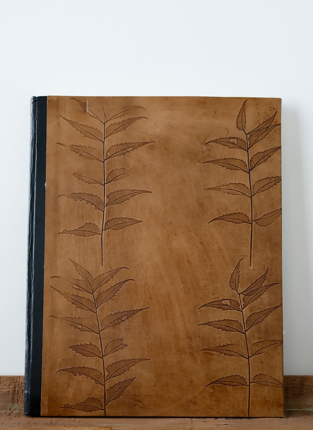 Notebook, leaves, leather, large